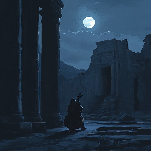 In a haunting composition, the cello resonates deep within aged stone walls, eliciting the echoes of a long forgotten civilization. This piece draws on the ethereal and mystical vibrations of weighted history and ancient echoes, inviting listeners into a forgotten world where every note tells a timeless story.