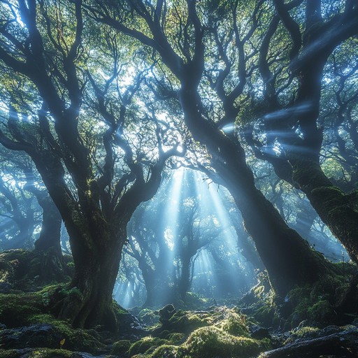 The french horn unravels melodies reminiscent of ancient, undisturbed forests and forgotten realms, crafting an atmosphere of mystery and deep connection with the past. The music serves as a bridge across time, exploring the primal energy and forgotten stories of nature through its haunting and soft echoes.