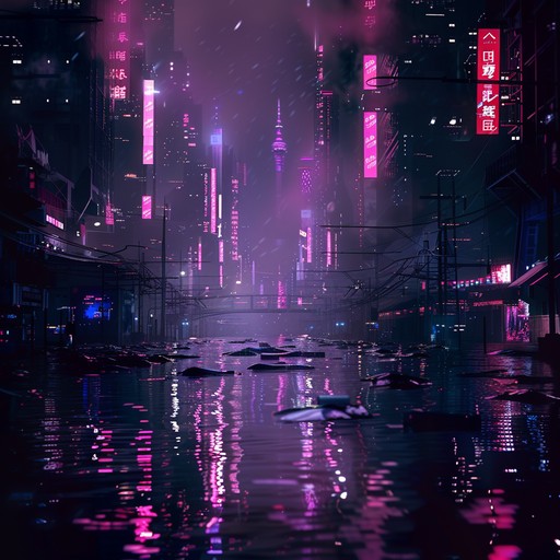 Immerse yourself in a tension filled cyberpunk world, navigating through a dense, neon lit cityscape. Pulsating synths and robotic beats create a gritty and suspenseful ambiance, evoking the dark underbelly of a dystopian future.