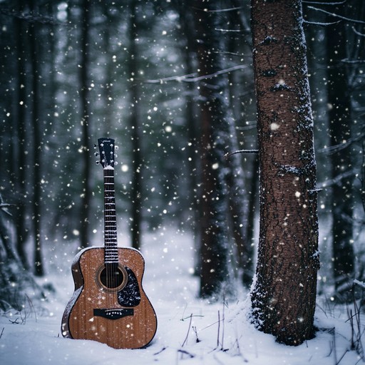 Imagine a serene, snowy landscape where each note from an acoustic guitar adds to the tranquility of a gentle winter's day. The music captures the essence of a peaceful, frosted environment, with every pluck echoing the quiet beauty of falling snowflakes.