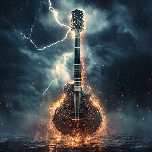 Experience the explosive fusion of raga rhythms and rock’s powerful energy through intense sitar riffs and roaring guitar solos, creating a profound musical outburst.