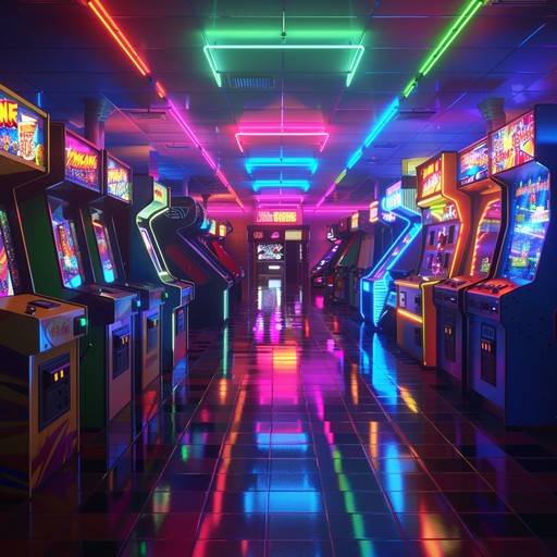 Vivid electronic beats meld with upbeat, nostalgic synth melodies, capturing the spirit of 80s arcades. This track radiates fun and energy, ideal for creating a playful, danceable atmosphere.