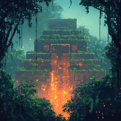 A playful instrumental blending digital chiptune melodies with traditional aztec marimba, creating a vibrant journey through a pixelated jungle.