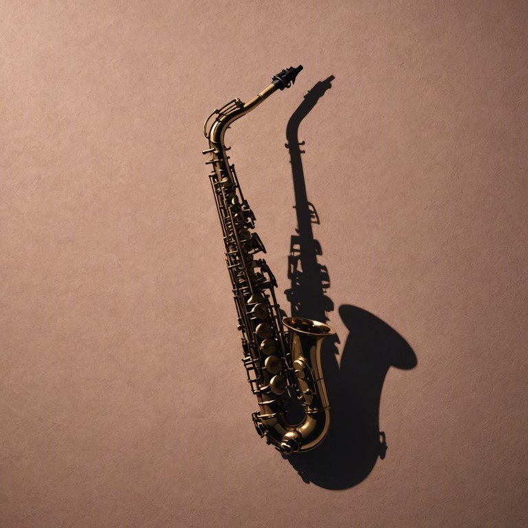 A hauntingly intimate saxophone dominates the track, surrounded by swirling, abstract electronic elements that create a soundscape of mystery and sensual allure, making listeners feel like they are exploring a shadow filled room of velvet textures.