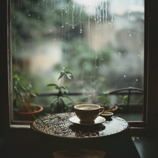 Experience the gentle fall of rain, mixed with subdued piano tones and occasional vinyl pops, wrapping you in a bittersweet yet soothing embrace. Ideal for reflective moments or background ambiance at a cozy cafe.