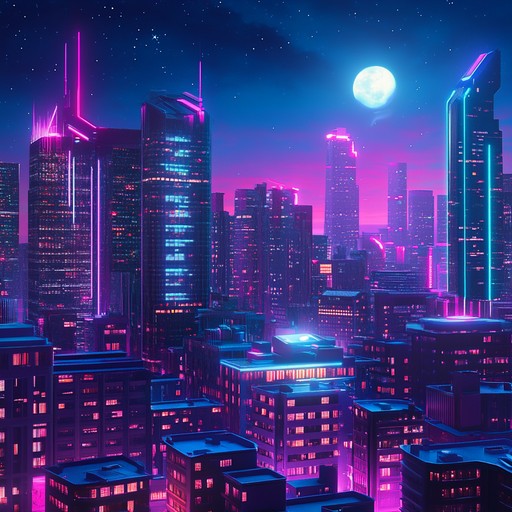 A captivating mix of futuristic synthesizers and upbeat rhythms creating a neon lit journey through a dreamlike cityscape, perfectly capturing the essence of j pop with a futuristic twist.