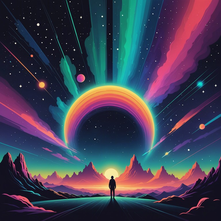 A celestial journey through music, touching upon themes of awe and exploration, driven by powerful synth chords and layered with intricate beats producing an almost otherworldly euphoria. The track should encapsulate the feeling of traversing through stardust filled galaxies, providing both a serene and exhilarating experience.