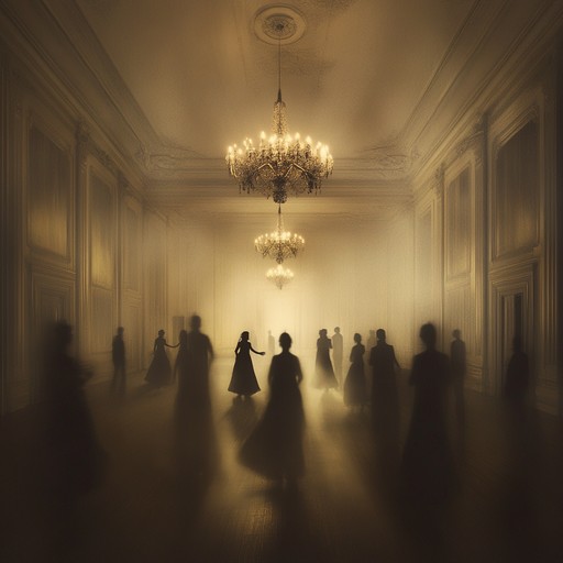 An instrumental waltz piece that combines ominous melodies with chilling harmonies, evoking the atmosphere of a deserted ballroom where shadows dance and whispers linger. The composition builds tension through dark string arrangements and unsettling chord progressions, creating a sense of impending doom and lingering spirits.