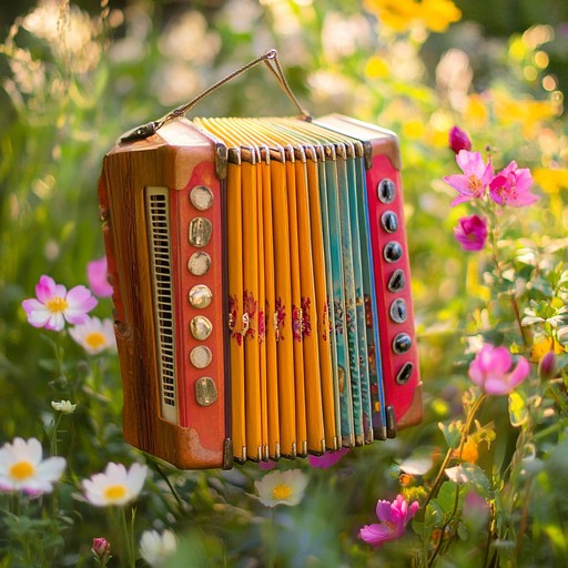 A carefree, whimsical melody blending playful accordion riffs with unexpected chimes and xylophone, creating an oddly satisfying and light hearted atmosphere perfect for a sunny day