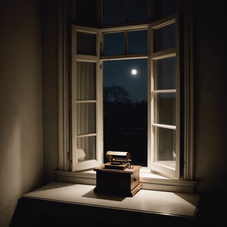 This lullaby composition draws heavily on serene and introspective tones to induce a reflective, calm state. The instrumental focuses on a simple, yet poignant melody played on a music box, evoking the nostalgia and gentleness of a night's embrace. It's designed to soothe listeners into a state of peaceful contemplation, making it ideal for winding down at day's end.