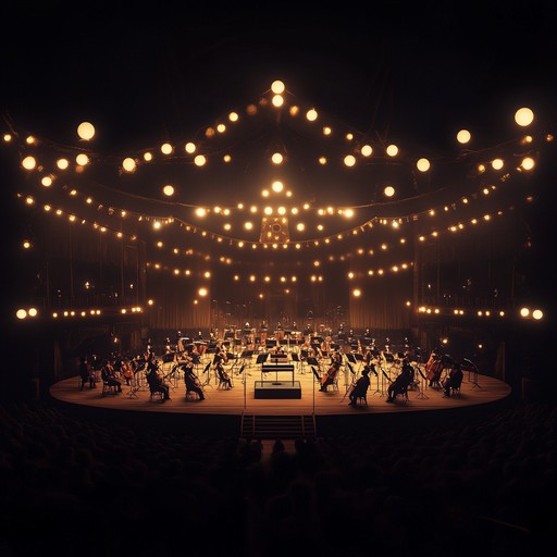 This track designs an enchanting auditory journey that blends the high spirits of a traditional circus with the grandeur and emotional depth of an orchestra, provided under a majestic night sky filled with stars.