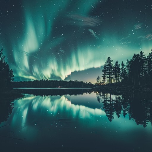 An instrumental piece that channels the ethereal beauty of finland's aurora borealis, with a leading piano melody that harmoniously intertwines with scenic imagery, creating an awe inspiring and hopeful atmosphere.