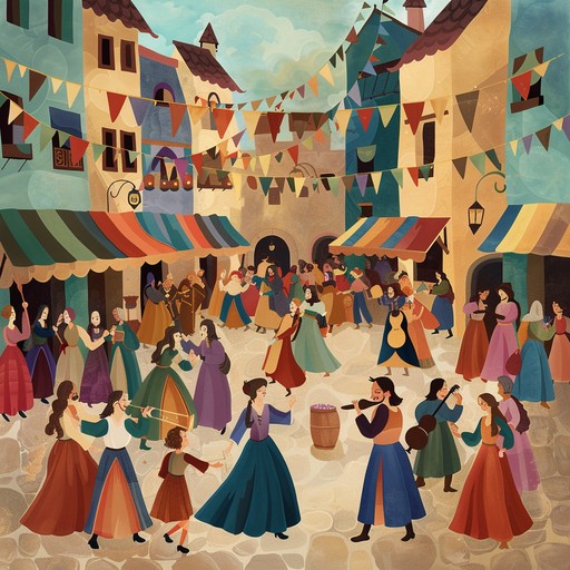 A spirited troubadour tune that encapsulates the festive celebrations of medieval times, performed with a lively, ecstatic energy. The song tells the story of bards spreading joy and connecting communities through their enchanting melodies.