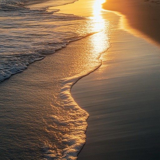 Picture capturing the essence of a beach horizon during golden hour. The soft rock guitar’s gentle strumming harmonizes with a subtly energetic beat. This instrumental creates a motivational atmosphere, encapsulating the warmth, tranquility, and vibrancy of a sunset by the ocean.