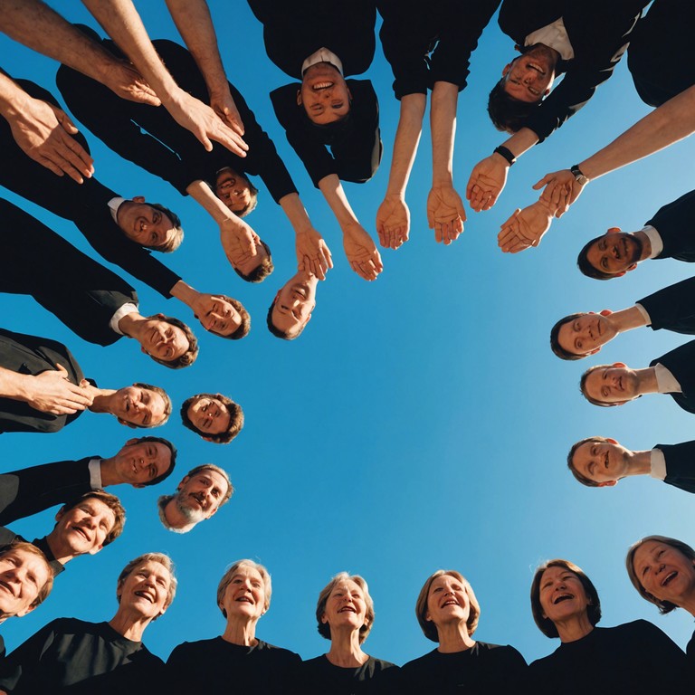 An instrumental leveraging the emotive power of a gospel choir at full swell, portraying a scene where voices unite in flawless harmony to evoke feelings of hope and empowerment.