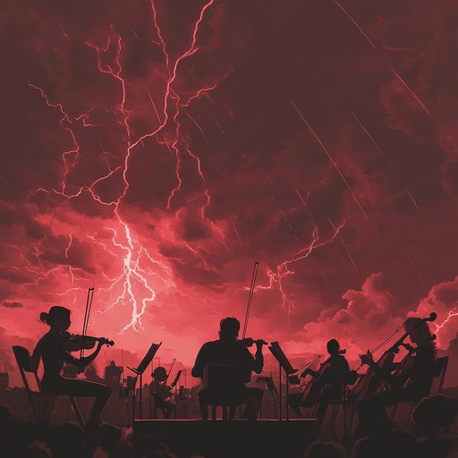 A ferocious orchestral composition, surging with turbulent energy, pulsating through every fierce note. The intense string sections mesh with thunderous percussion to create a soundscape filled with dramatic confrontations and vengeful fury. The piece reaches a tumultuous zenith, providing an exhilarating auditory experience.