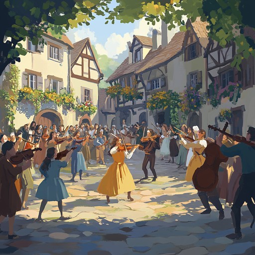 An upbeat instrumental piece that captures the lively spirit of a traditional village festival, blending vibrant rhythms and joyful melodies.