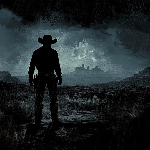 A brooding and atmospheric instrumental piece that captures the eerie silence and tension of the deserted western frontier at dusk, where every shadow hides a hidden threat and the wind whispers tales of forgotten outlaws.