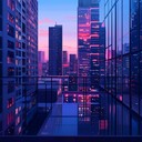 city groove with reflective neon twilight vibes and warmth.