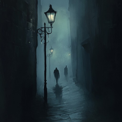 An instrumental track that immerses the listener into a shadowy, atmospheric journey. Slow, pulsing beats intertwine with haunting melodies and unsettling textures, creating a sense of creeping tension and intrigue. The composition builds layers of dark harmonic elements, evoking images of mist covered streets and lurking figures in the night.