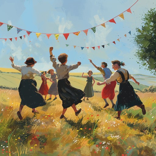 A bright and cheerful accordion driven polka piece that creates a lively atmosphere, evoking images of a vibrant village green filled with people dancing and celebrating together in hope and unity