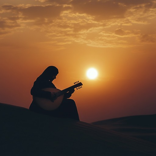 An evocative composition blending traditional middle eastern melodies with modern rhythms, embodying the warmth and colors of a desert sunset