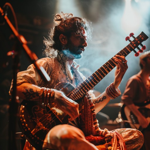 A hypnotic instrumental that fuses traditional indian raga structures with the energy and power of rock, creating an ecstatic and mystical soundscape. The sitar weaves intricate melodies that float over driving rock guitar and percussion, building to a euphoric and transcendental climax.