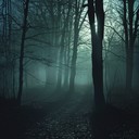 suspenseful orchestral track conveying dark forest pursuit