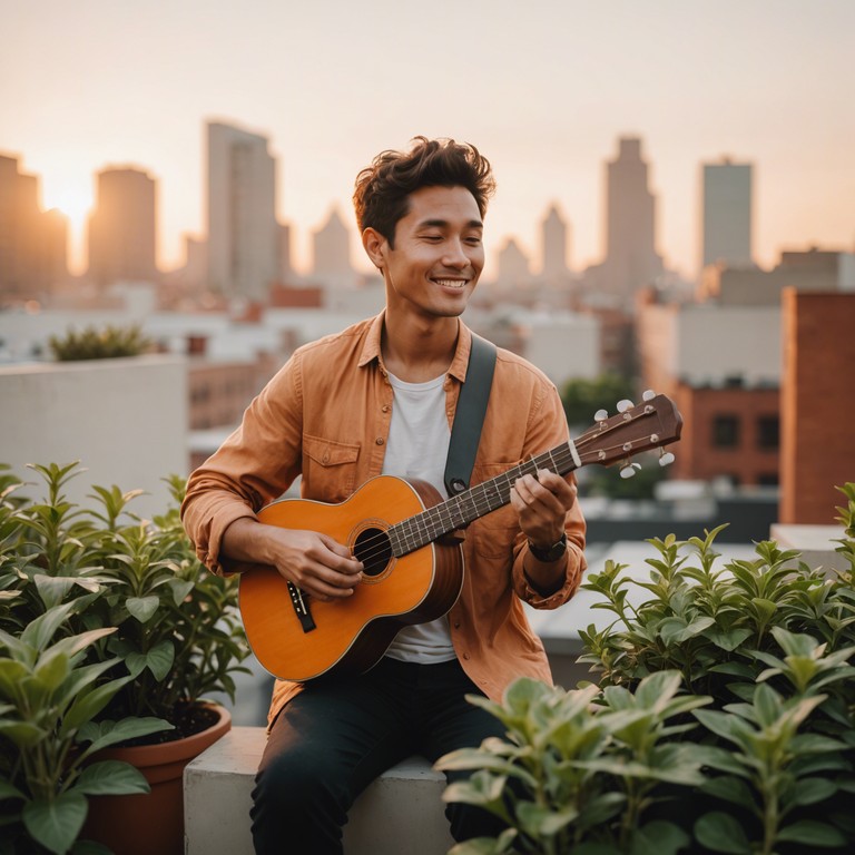 On this city rooftop, a lone musician armed with nothing but a ukulele captures the essence of summer’s joy. The track symbolizes a break from the routine, each chord a burst of sunshine through cloudless skies.