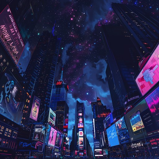 Create a reflective journey through a cyberpunk metropolis at night, where neon lights and futuristic sounds blend with deep electronic beats and ethereal melodies. This instrumental track is perfect for contemplating the chaos and beauty of a dystopian cityscape, with an emphasis on atmosphere and mood over conventional song structure.