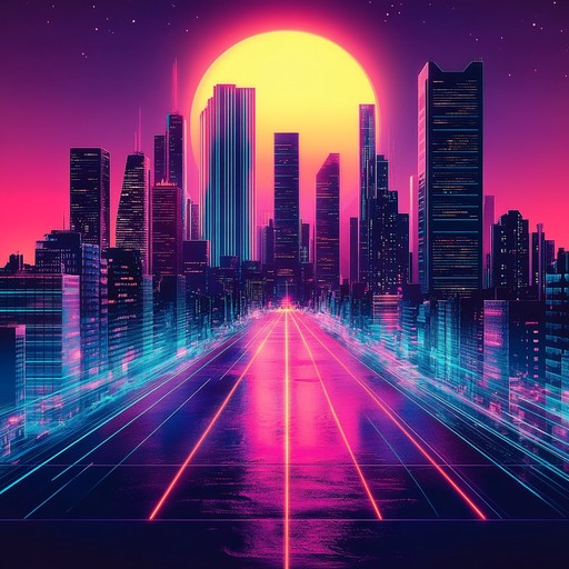 Dive into the pulsating energy of a neon drenched cityscape. Edgy beats and synthesized melodies reverberate to create a dynamic, high energy experience that is both futuristic and aggressive.