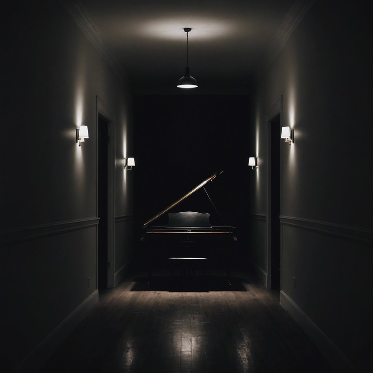 An alternative take where the same eerie piano melodies fill an ancient, abandoned hall, creating echoes that seem to carry secrets of the past. The music slowly builds in intensity, drawing listeners into a spine chilling experience.