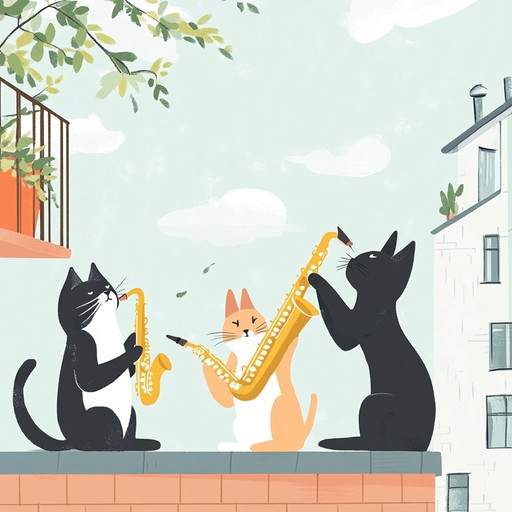 An instrumental song featuring playful jazz melodies reminiscent of lazy cats lounging and playing, blending whimsical tunes with a smooth lounge vibe.