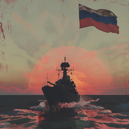 A triumphant and patriotic orchestral piece featuring a prominent brass section, thundering percussion, and sweeping strings. The melody is grand and stately, evoking images of mighty battleships cutting through the waves. The music swells with pride and determination, capturing the indomitable spirit of the russian navy.