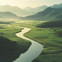 gentle harp melodies reflecting calm rivers of ancient times.