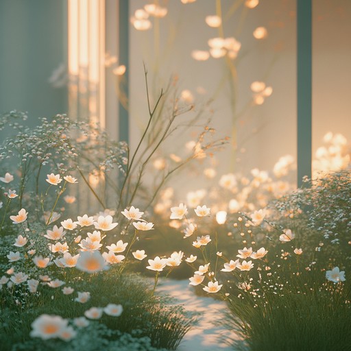 A gentle, floating melody carried by soft strings and woodwinds, painting an ethereal picture of a tranquil evening garden. Each note blooms like a delicate flower, creating an atmosphere of peace and introspection. Ideal for unwinding and contemplative moments.