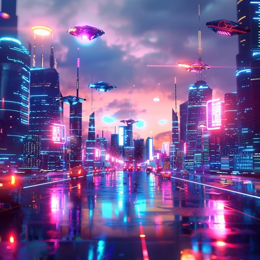 Immerse in an electrifying neon lit cityscape with this cyberpunk anthem featuring soaring synths, driving basslines, and uplifting beats. Perfect for late night drives in futuristic worlds.