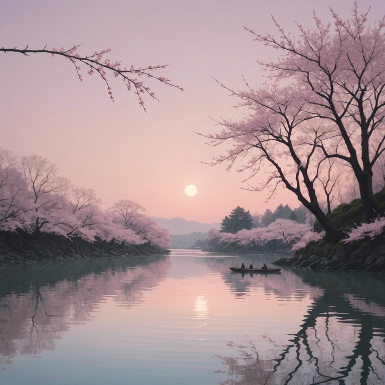 This composition captures the serene beauty of cherry blossoms at sunrise, blending soft, melodious tones with a subtle asian flair to evoke a peaceful, reflective atmosphere. The music slowly builds a tapestry of sound that feels like a quiet morning walk under blooming cherry blossoms.