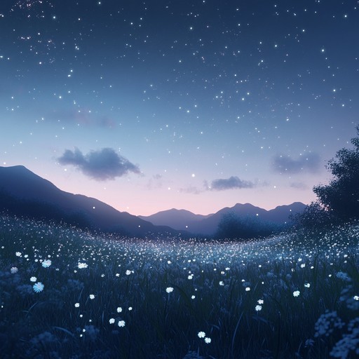 A soothing composition featuring gentle, flowing melodies reminiscent of tranquil anime scenes, enhanced by a celestial ambiance that transports listeners to a serene, dreamlike meadow. Ideal for background music when unwinding or meditating.