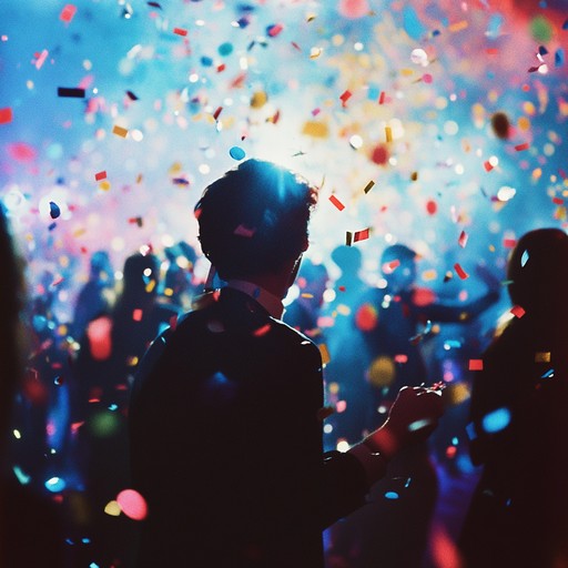 An energetic instrumental track featuring glittering melodies and rhythms that celebrate joyful moments, blending upbeat synth lines with dance beats to create a sparkling atmosphere