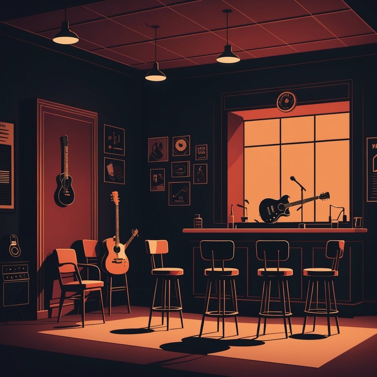 A heartrending guitar performance, echoing the depths of lost love and solitude, complemented by the ambient sounds of a quiet bar room late at night