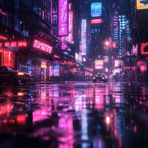 Reflect on a dystopian cityscape with this synth driven track. Soft and ethereal melodies echo through the digital rain, evoking a sense of longing and nostalgic melancholy. Perfect for moments of quiet contemplation amidst the glowing neon and cybernetic whispers.