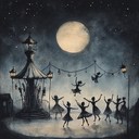 playful shadows dance under moonlight in dark, whimsical melody