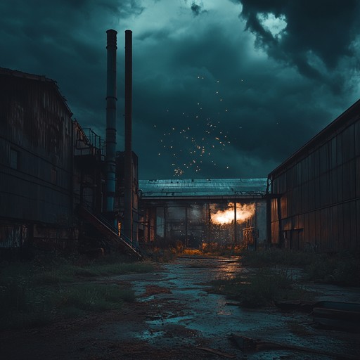 An instrumental industrial rock track that builds a brooding atmosphere through heavy distorted guitar riffs, mechanical percussion, and dark ambient layers, evoking a sense of urban decay and inner turmoil.