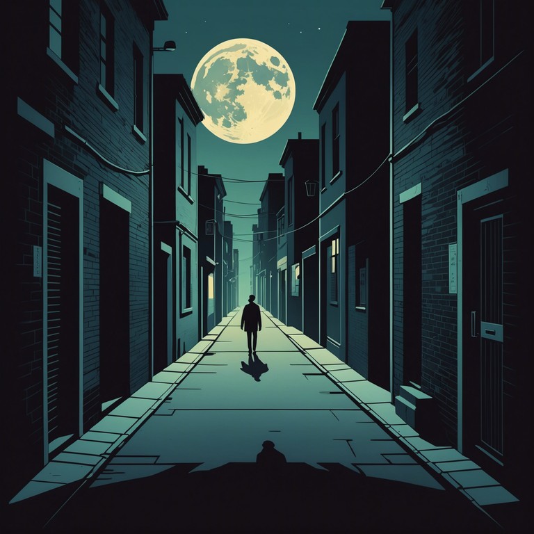 A track where funky bass lines meet the chilling touch of suspenseful rhythms, painting a scene of a mysterious nocturnal escapade. The dominant bass guitar sets a groovy yet tense atmosphere, perfect for a thrilling detective scene or sneaky night time adventure.