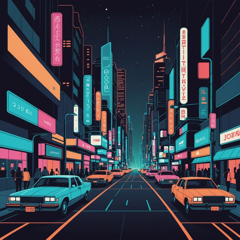 A composition where funky rhythms blend seamlessly with expansive, cinematic elements, creating a soundtrack for a lively night journey through a bustling metropolis. The use of vintage synths and funky bass lines convey the feel of both nostalgia and modernity.