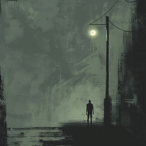 A foreboding track that combines eerie synths with dark, rumbling basslines and unsettling, whispered vocals weaving through a tense auditory landscape.