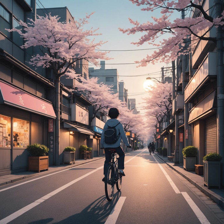 This track combines the serene tones of a koto with the vibrant energy typical of an anime opening theme. It evokes images of cherry blossoms swirling in the morning breeze as the city of tokyo awakens to the promise of a new day.