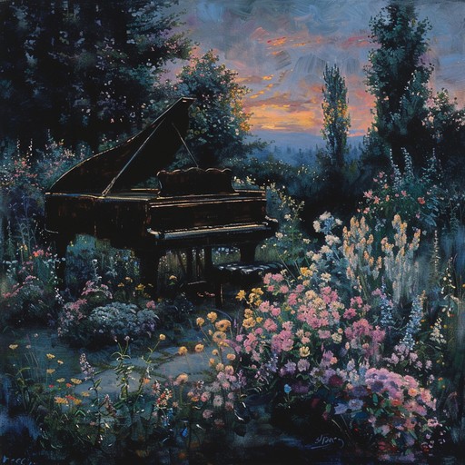 Experience a meditative journey through a twilight garden with this gentle piano piece. The minimalist contemporary classical melody captures the essence of peaceful evenings, with soft, lingering notes creating an ambiance of serenity and reflection.