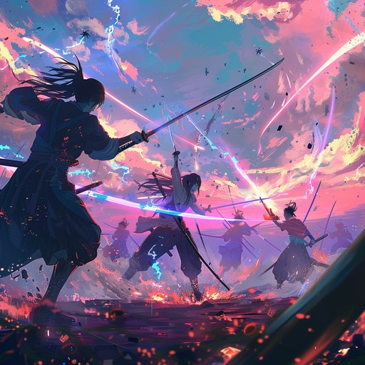 This dynamic track captures the intensity and exhilaration of anime battle scenes. Fast paced rhythms and electric guitar riffs drive the excitement forward, creating an empowering atmosphere that energizes listeners and mimics the raw adrenaline of high stakes confrontations. Perfect for sequences showcasing valiant fights and climactic victories.